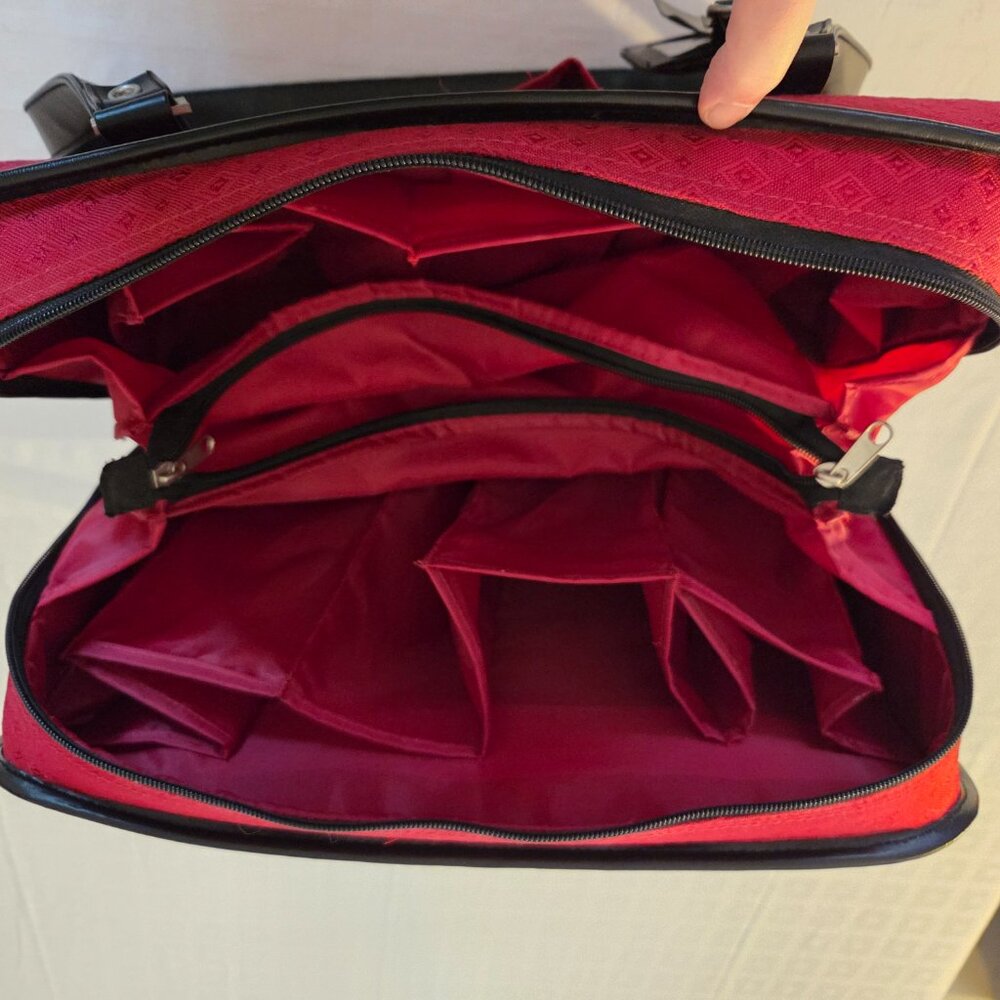 Joy Mangano Weekender Travel Carry On Bag Luggage Lightweight Red 17”w x 12” - Picture 4 of 8